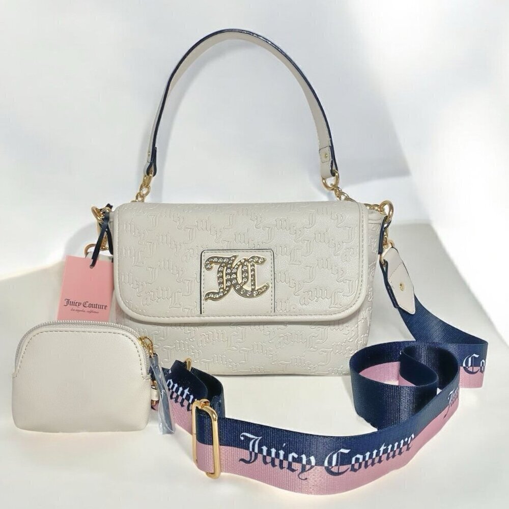 Juicy Couture Angel White Charm City Crossbody Bag & Key Coin Pouch NWT - Picture 5 of 9
